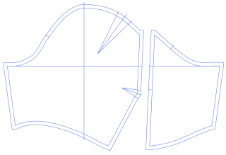 Outline of a two-piece short sleeve sewing pattern with a dart in the sleevecap and a smaller dart in the mid-sleeve seam.